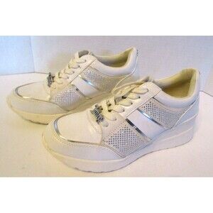 Juicy Couture Sneakers Los Angeles Epoch White Faux Leather Wedge Womens Size 8